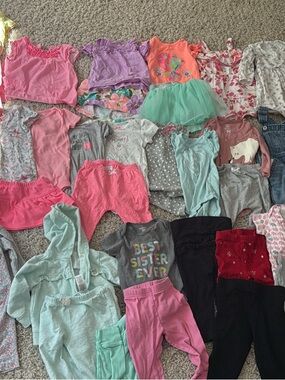 Girls Mixed Clothing Bundle - Pink, Mint, Gray, Coral size 12 months